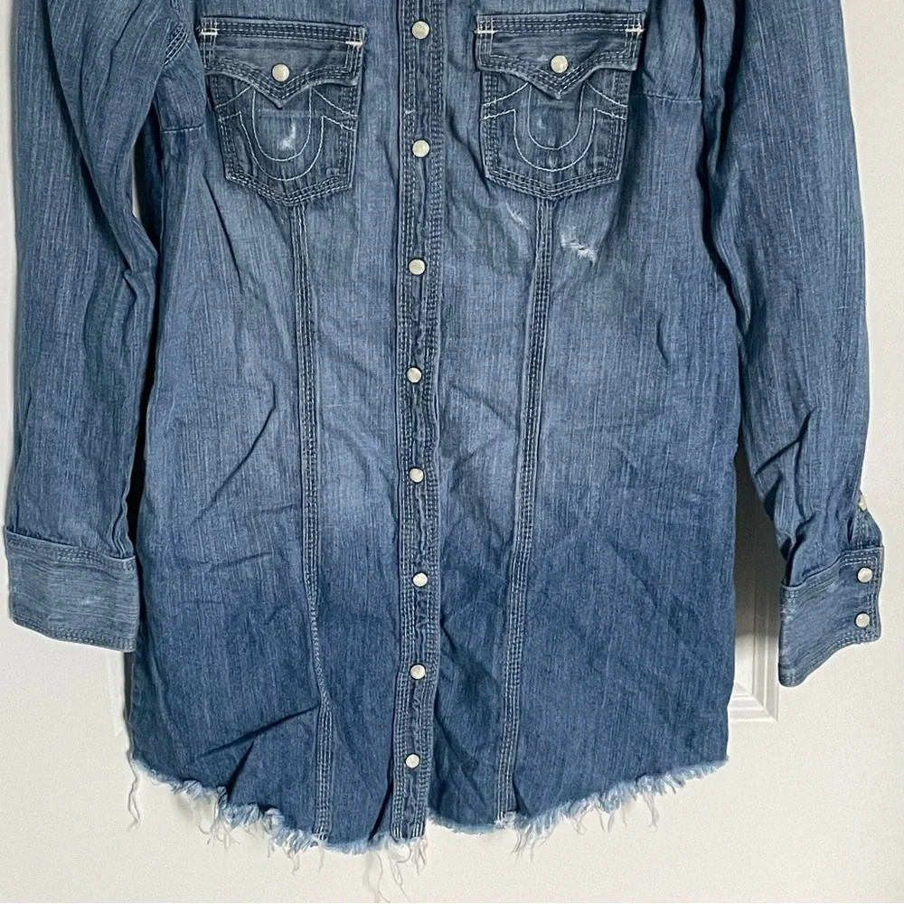 True Religion Rocky western denim chambray shirt Dress 29120 - Picture 4 of 14